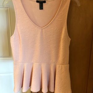 Pink Forever 21 Flower Embellished Peplum Tank